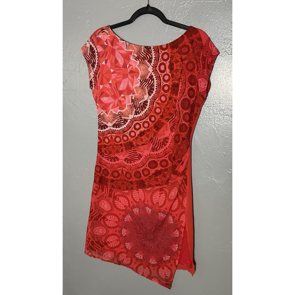 Desigual Red Womens Size 38 US 6 Sleeveless Dress Knee Length Abstract Floral